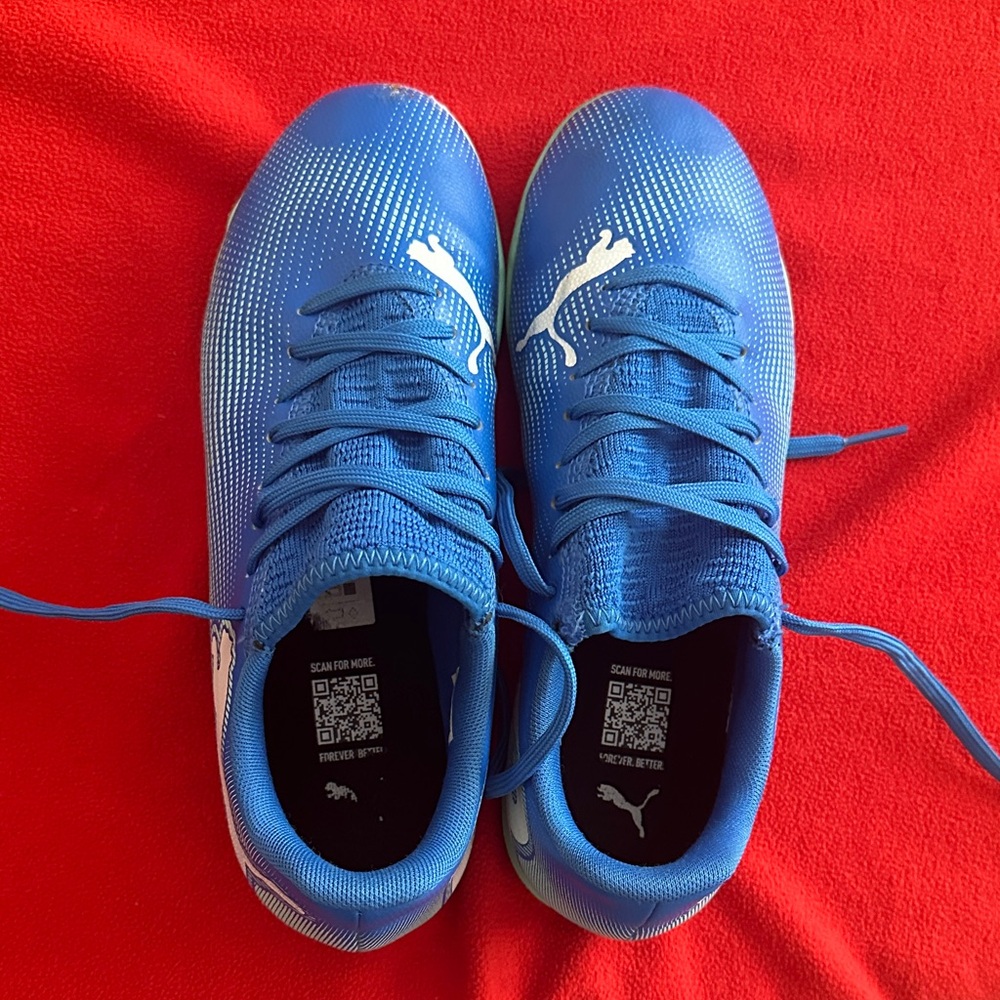 Puma Kids Cleats in Blue and White